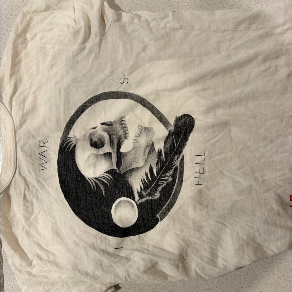 Off-White White Graphic Skull Tee with Black Print